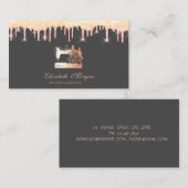 Chic Floral Sewing Machine Glitter Drips  Visitekaartje (Voorkant / Achterkant)