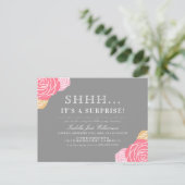 Chic Floral Shh..Het is een verrassingsverjaardags Uitnodiging Briefkaart (Staand voorkant)