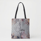 Chic Floral Silver Damask gepersonaliseerd Tote Bag (Voorkant)