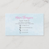 Chic Floral Stijlvol Roze Peony Professional Blue Visitekaartje (Voorkant)