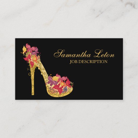 Chic Floral Stilettos toont pompen op hoog niveau Visitekaartje (Voorkant)