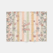  Chic Floral Stripes met monogram Naam toevoegen Fleece Deken (Voorkant (Horizontaal))
