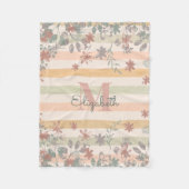  Chic Floral Stripes met monogram Naam toevoegen Fleece Deken (Voorkant)