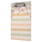 Chic Floral Stripes met monogram Naam toevoegen Klembord (Links)