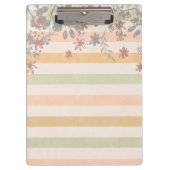 Chic Floral Stripes met monogram Naam toevoegen Klembord (Voorkant)