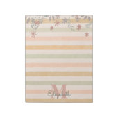  Chic Floral Stripes met monogram Notitieblok (Linkerzijde)