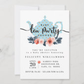 Chic Floral Tea Party Boy Baby shower Kaart (Voorkant)