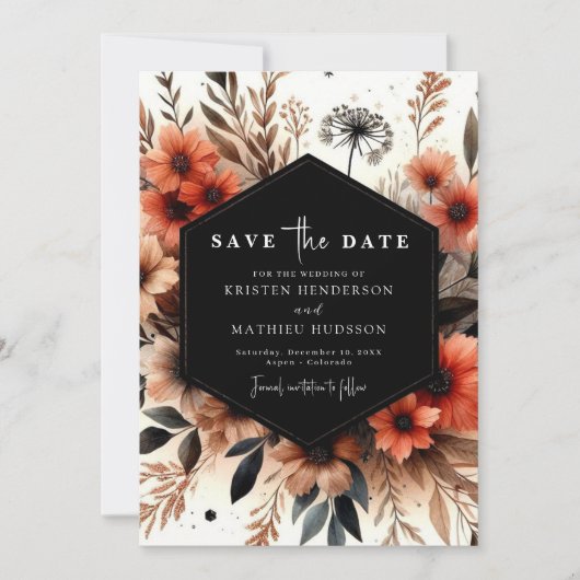 Chic Floral Terracotta bruiloft Save The Date (Voorkant)