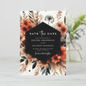 Chic Floral Terracotta bruiloft Save The Date (Staand voorkant)