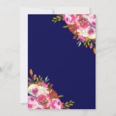 Chic Floral Vrijgezellenfeest Uitnodigen | Navy Bl Kaart (Achterkant)
