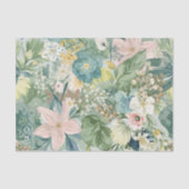 Chic Floral Watercolor & Monogram Wedding  Tissuepapier (Voorkant)