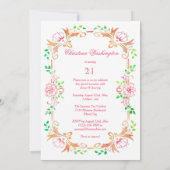 Chic Floral Waterverf 21e verjaardag Dubbelzijdig Kaart (Achterkant)