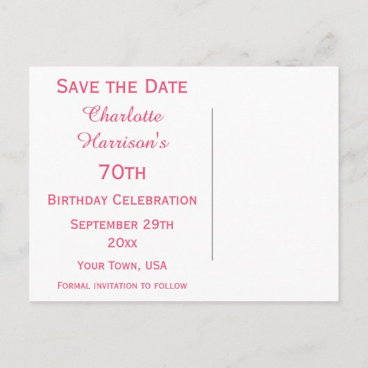 Chic Floral Waterverf 70e verjaardag Bewaar de dat Aankondigingskaart