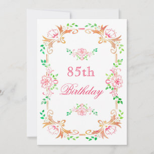 Chic Floral Waterverf 85e Verjaardag Dubbelzijdig Kaart