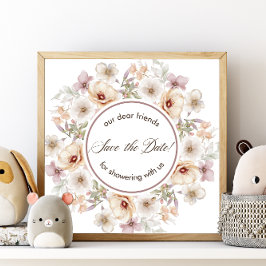 Chic Floral Waterverf Baby in Bloom Baby shower Save The Date