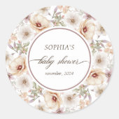 Chic Floral Waterverf Baby shower Ronde Sticker (Voorkant)