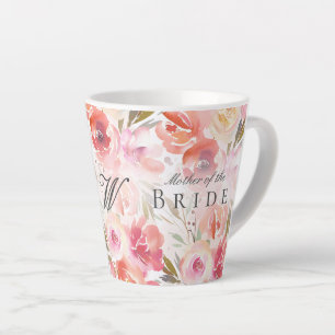 Chic Floral Waterverf Blush Roos Moeder Bride Latte Mok