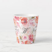 Chic Floral Waterverf Blush Roos Moeder Bride Latte Mok (Voorkant)