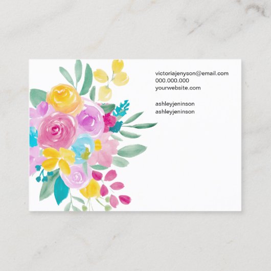 Chic Floral waterverf haarclip barrette display Visitekaartje (Achterkant)