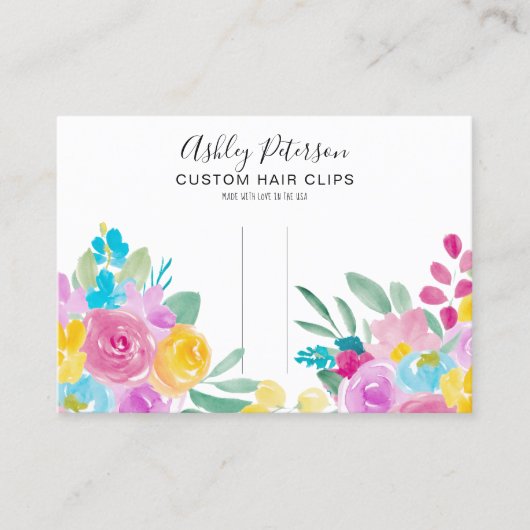 Chic Floral waterverf haarclip barrette display Visitekaartje (Voorkant)