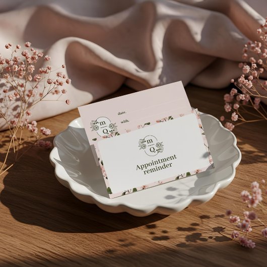 Chic Floral Waterverf Monogram Crest Logo Brand Afsprakenkaartje