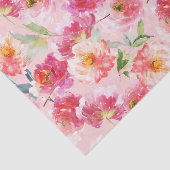Chic Floral Waterverf Pink Peonies Patroon Tissuepapier (Detail)