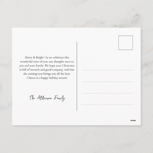 Chic Floral Waterverf Poinsettia Foto Kerst Feestdagenkaart (Achterkant)