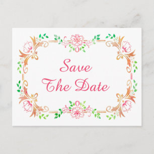 Chic Floral Waterverf Sweet 16 Bewaar de datum Aankondigingskaart