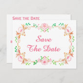 Chic Floral Waterverf Sweet 16 Bewaar de datum Aankondigingskaart (Voorkant / Achterkant)