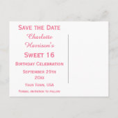 Chic Floral Waterverf Sweet 16 Bewaar de datum Aankondigingskaart (Achterkant)