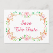 Chic Floral Waterverf Sweet 16 Bewaar de datum Aankondigingskaart (Voorkant)