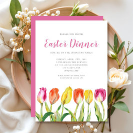 Chic Floral Waterverf Tulip Paasdiner Kaart