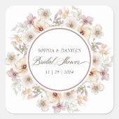 Chic Floral Waterverf Vrijgezellenfeest Vierkante Sticker (Voorkant)