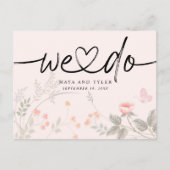 Chic Floral we wedden om de datum op te slaan Aankondigingskaart (Voorkant)