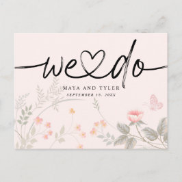 Chic Floral we wedden om de datum op te slaan Aankondigingskaart