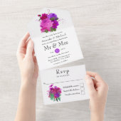  Chic Floral Wedding All In One Uitnodiging (Afscheurbaar)