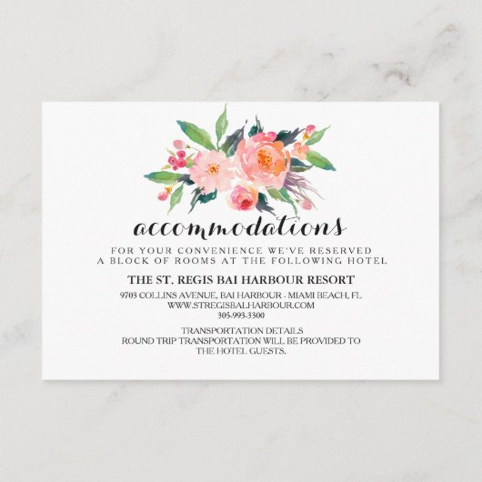 Chic Floral Wedding Information/Details 2-side Informatiekaartje (Achterkant)