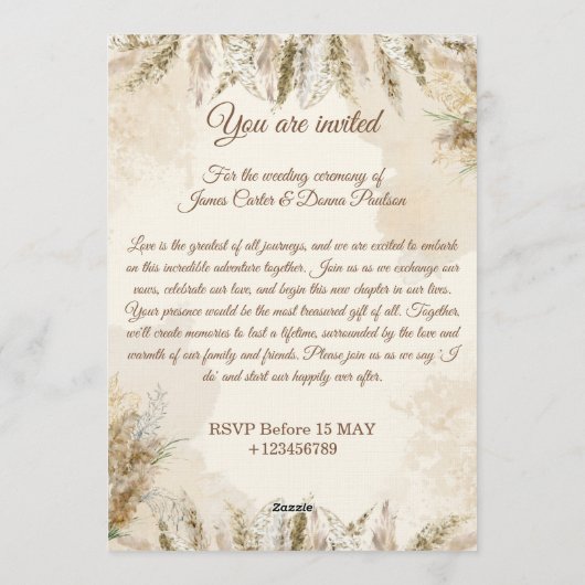 Chic Floral Wedding Invitation – Modern card Kaart (Achterkant)
