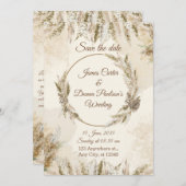 Chic Floral Wedding Invitation – Modern card Kaart (Voorkant / Achterkant)