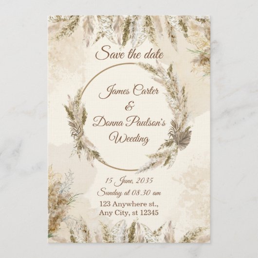 Chic Floral Wedding Invitation – Modern card Kaart (Voorkant)