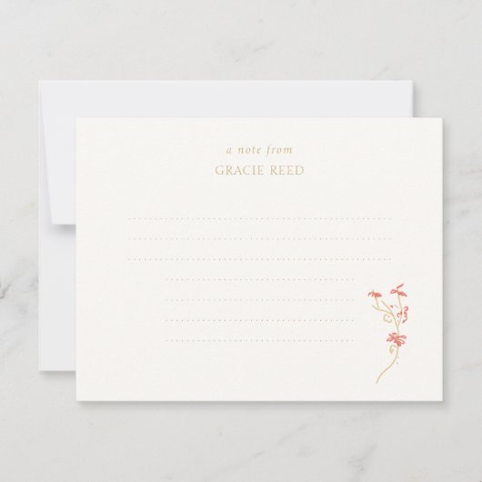 Chic Floral Wedding Lined Handgeschreven Note Kaar (Voorkant)