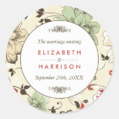 Chic Floral Wedding Ronde Sticker (Voorkant)