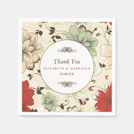  Chic Floral Wedding Servet (Voorkant)