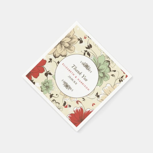  Chic Floral Wedding Servet (Hoek)