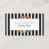 Chic Floral Wedding Stripes Visitekaartje (Voorkant)