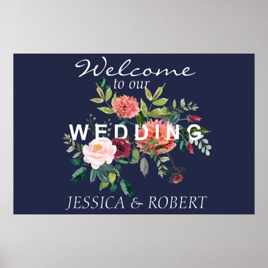 Chic Floral Wedding Welcome Poster (Voorkant)