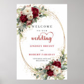 Chic Floral Wedding Welcome Sign Personalized Poster (Voorkant)