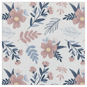 Chic Floral White Fabric, gekleurd door gehard vet Stof