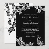  Chic Floral White Peacock Wedding Invite Kaart (Voorkant / Achterkant)