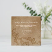 Chic Floral White Peacock Wedding Invite Kaart (Staand voorkant)